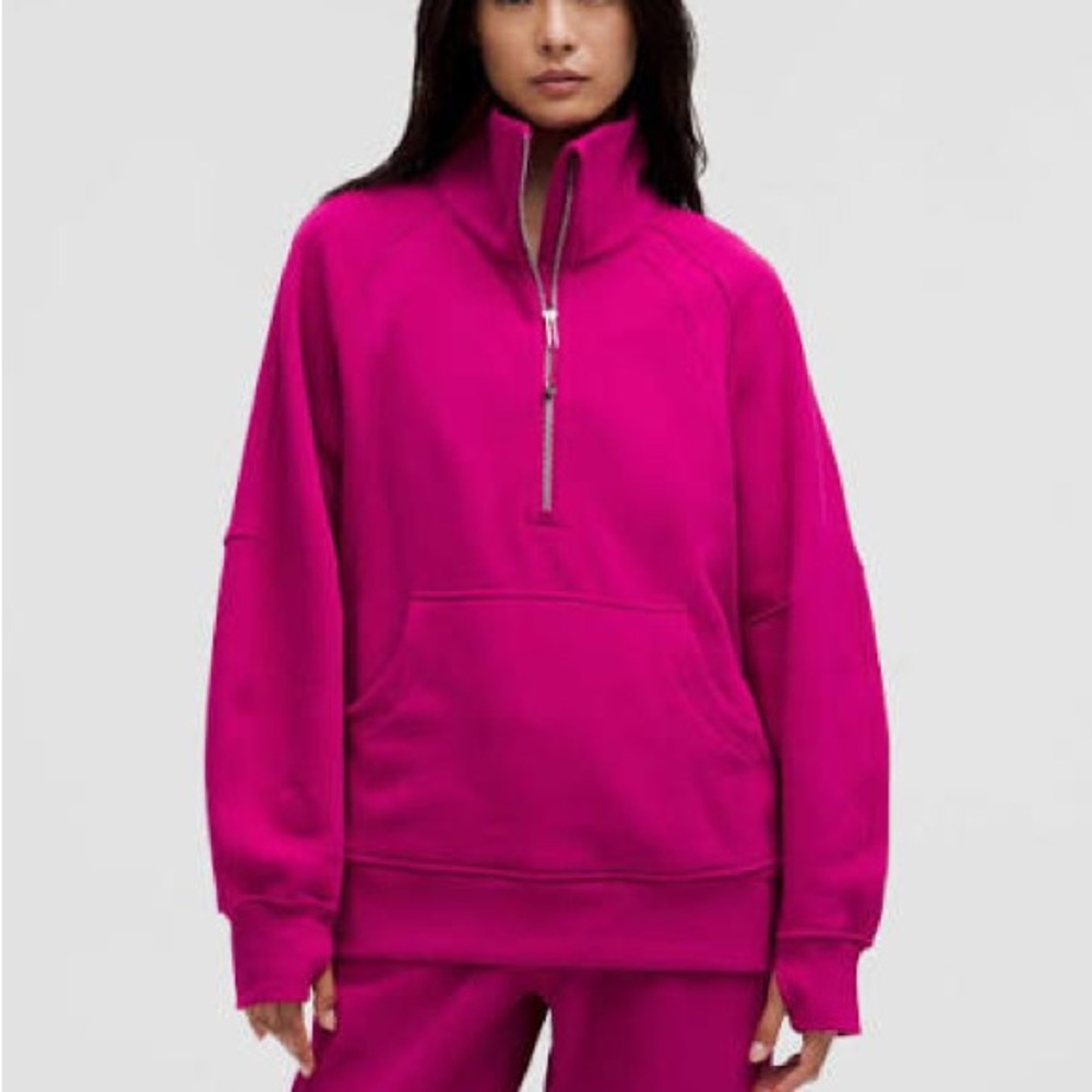 EUC- Lululemon Scuba Oversized Funnel-Neck Half Zip *Long- Raspberry-M/L
